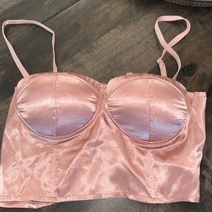 Pink Satin Top with Cups